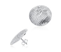 Textured Disc Circle Silver Ear Stud STS-5609